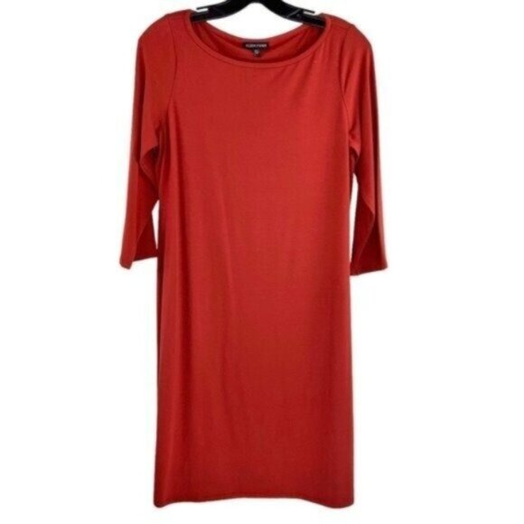 Eileen Fisher Rust Orange Jersey Shirt Dress - Picture 1 of 4
